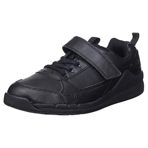 Clarks orbit sprint k, scarpe da ginnastica bambini e ragazzi, nero (black leather), 34 eu larga