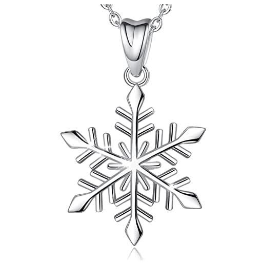EUDORA Harmony Ball 925 collana fiocco di neve in argento sterling per donna, fiocco di neve pendente moda fiocco di neve gioielli invernali regalo per ragazza, catena 18 pollici. 