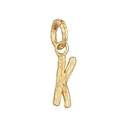 Elli pendentes donne lettera k look organico in argento sterlino 925 placcato oro