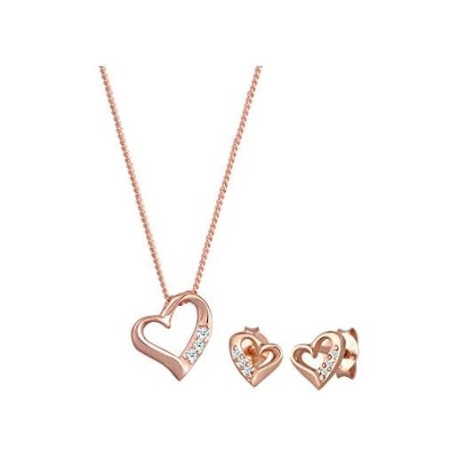 DIAMORE elli diamonds gioielli set donna orecchini cuore amore con diamante (0.075 ct) in argento sterling 925