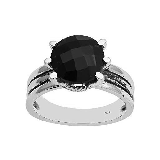 Shine Jewel donna solitario nozze anello in argento con gemma di spinello nero 925 gioielli in argento (20)