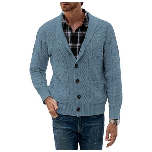 JMIERR cardigan da uomo casual slim classics scollo a v con bottoni maglione inverno con tasche marrone m