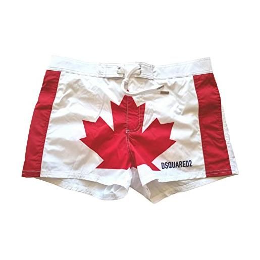 DSQUARED2 costume da bagno uomo boxer midi d7b8r4030 bianco-rosso (48)