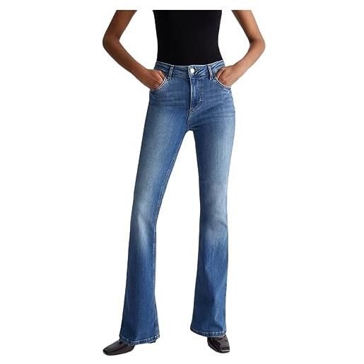 Liu Jo Jeans donna con vestibilità flare, chiusura con patta, colore blu denim modello: uxx043 d4538 78397 blu d. Blue dk tencel sun