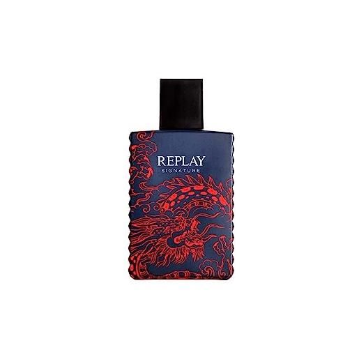 REPLAY - signature red dragon for man eau de toilette - profumo uomo dedicato a una personalità audace e misteriosa, fragranza olfattiva legnosa - speziata. Flacone da 30 ml