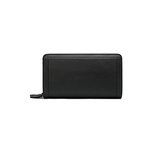 PORRASSO portafoglio uomo pelle pochette portafoglio borsa da viaggio per cellulare lungo portafogli con 8 scomparti per carte nero b