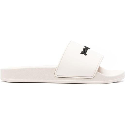 Palm Angels sandali slides con logo goffrato - toni neutri