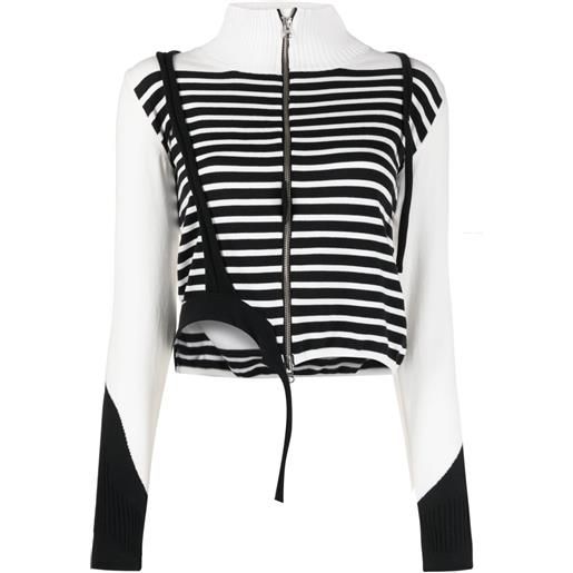 Ottolinger cardigan a righe con zip - bianco