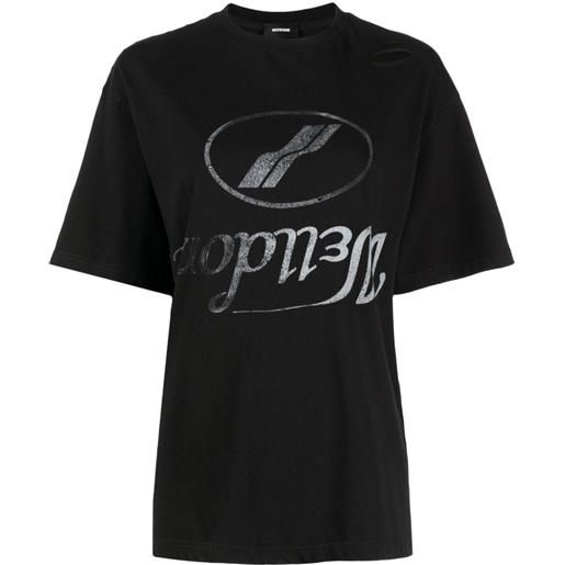 We11done t-shirt con stampa - nero