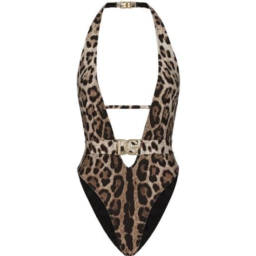 Dolce & Gabbana costume da bagno leopardato - marrone