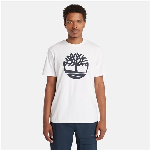 Timberland t-shirt con logo ad albero kennebec river da uomo in bianco bianco