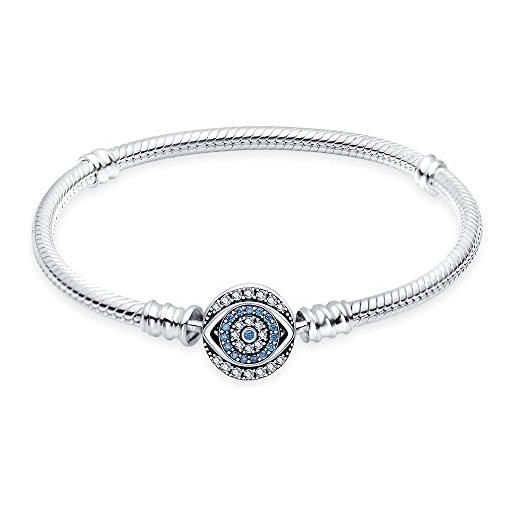 Pandach 925 sterling silver clear cz clasp snake chain bracelet basic charm bracelets fit any charm, with for teen girls women. . 