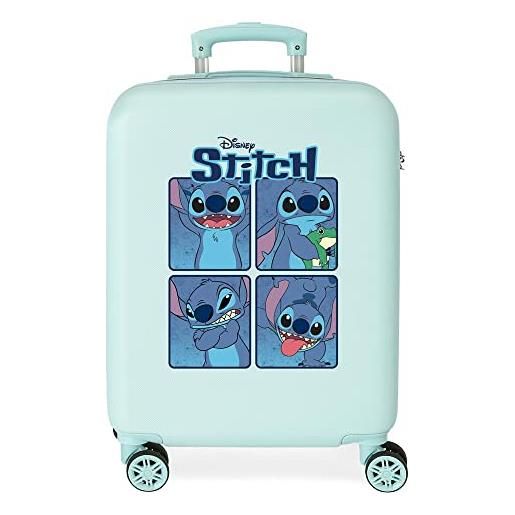 Disney adorable stitch moods valigia da cabina turchese 38x55x20 cm abs rigido chiusura laterale a combinazione 35l 2 kg 4 doppie ruote bagaglio a mano