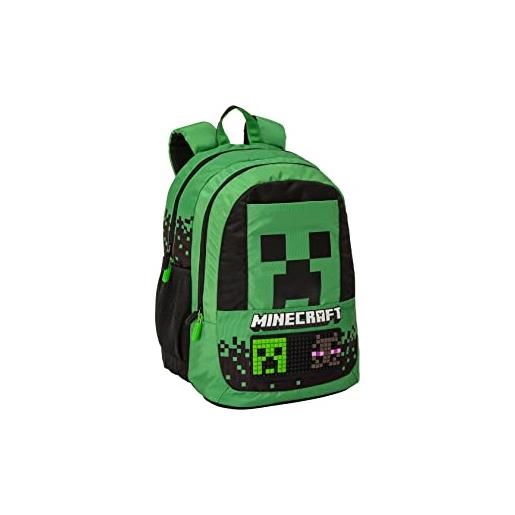 Minecraft , zaino organizzato unisex bambini e ragazzi, verde (green), taglia unica