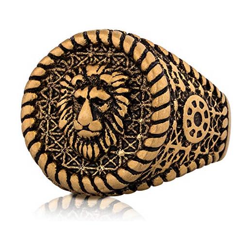 Akitsune imperator anello | design in acciaio inossidabile degli uomini delle donne anello gran re leone seal - oro - 11 us