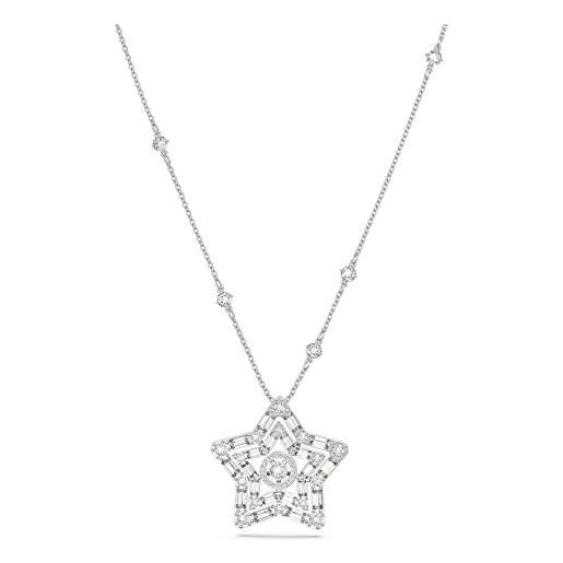 Swarovski stella collana pendente, con cristalli Swarovski a taglio misto, placcata in tonalità rodio, bianco