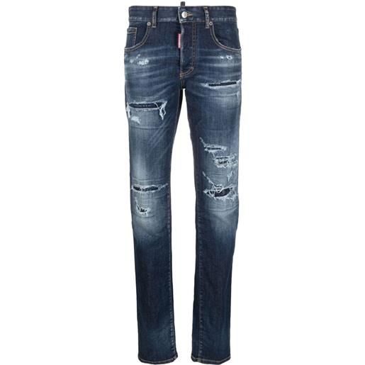Dsquared2 jeans skinny con effetto vissuto - blu