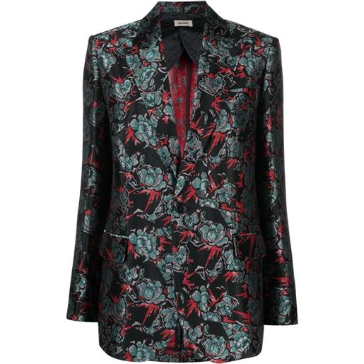 Zadig&Voltaire blazer monopetto a fiori jacquard - nero