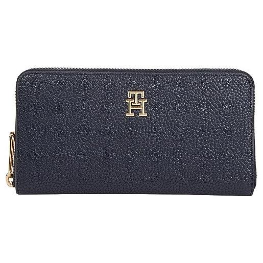 Tommy Hilfiger donna portafoglio emblem large con zip, blu (space blue), taglia unica