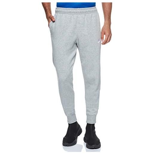 Nike club, pantaloni sportivi uomo, dk grey heather/matte silver/white, l