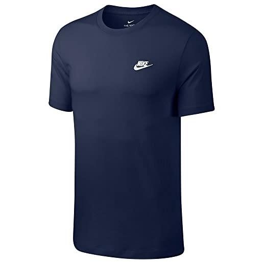 Nike m nsw club crw bb, t-shirt a manica lunga uomo, dk grey heather/(white), s-t
