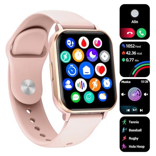 Gardien smartwatch, chiamate bluetooth orologio fitness uomo donna 1.83 smart watch con contapassi cardiofrequenzimetro spo2 impermeabil ip68 per android ios