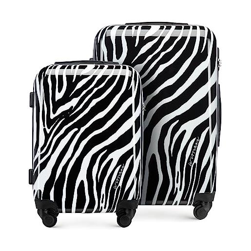 WITTCHEN young collezione bagaglio a mano valigia da cabina abs con rivestimento in policarbonato serratura a combinazione manico telescopico taglia s 34 l bianco-nero