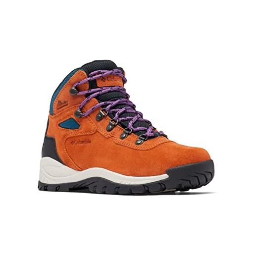 Columbia newton ridge plus waterproof amped, scarponi da trekking alta donna, marrone elk x mountain red, 38.5 eu larga