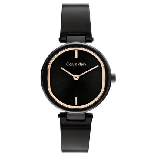 Calvin Klein orologio analogico al quarzo da donna collezione ck elevated con cinturino in acciaio inossidabile nero - 25200310