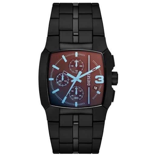 Diesel orologio da uomo cliffhanger, movimento cronografo, orologio in acciaio inossidabile con cassa da 40 mm e cinturino in pelle o acciaio, nero (black)