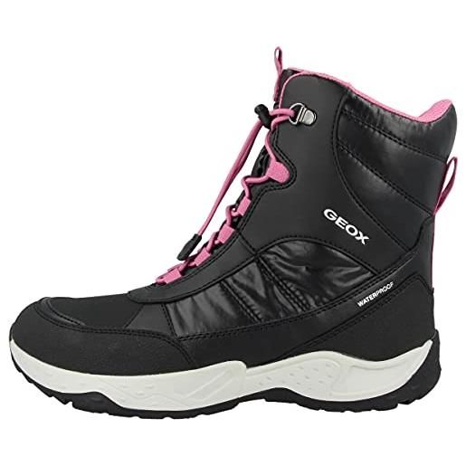 Geox j sentiero girl b wp, stivaletti bambine e ragazze, nero/rosa (black/fuchsia), 27 eu