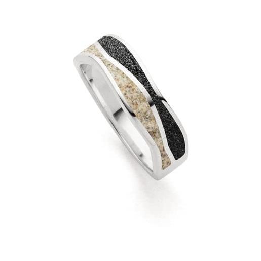DUR r5853.56 - anello da donna in argento sterling con sabbia e sabbia color argento e nero, misura anello: 56, 56, argento, nessuna pietra preziosa