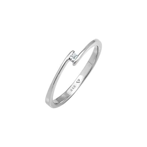 DIAMORE elli diamonds anello donne fidanzamento con diamante classico (0.03 ct. ) in oro bianco 585