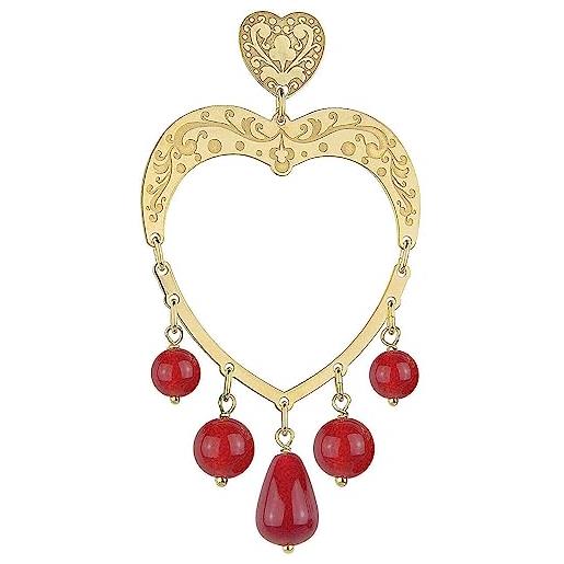 Lebole Gioielli collezione gotico romantico cuore orecchino singolo da donna in argento pietre rubino