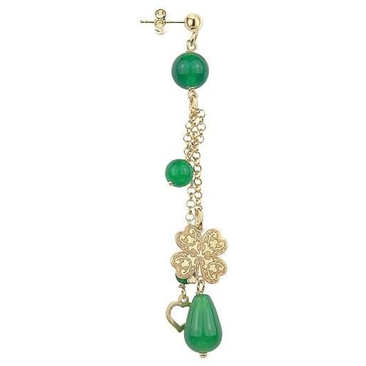 Lebole Gioielli collezione gotico romantico gorsc ciuffo quadrifoglio orecchino singolo da donna in argento pietra perla