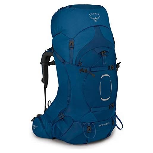 Osprey aether 65 zaino da backpacking per uomo, deep water blue - s/m