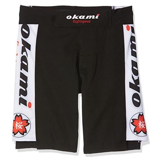 OKAMI Fightgear bambini pantaloncino da sakura short, bambini, fightshort sakura, schwarz/weiß, xxs