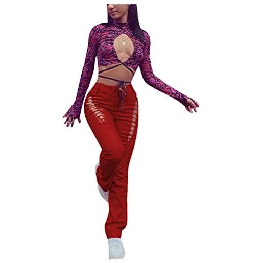 Onsoyours leggings ecopelle donna sexy vita alta pantaloni in pelle push up pantaloni elastici in pu slim treggins basic leather pants rosso s