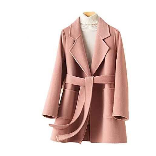 Cappotto Donna Cammello Lana,Cappotto Donna Invernale Autunno Elegante  Lungo Donna Cappotto Giacca Cotone Pulsante Risvolto Classico Rosa Felpa  Outwear : : Moda