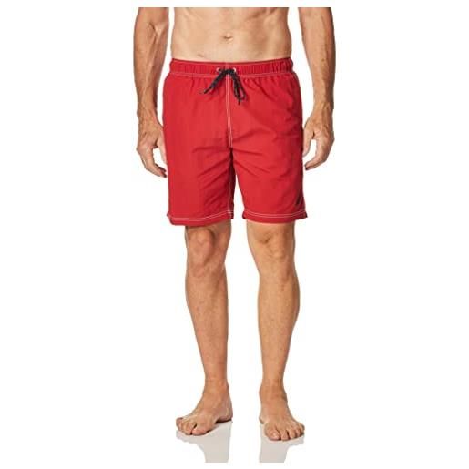 Nautica men's standard solid quick dry classic logo swim trunk, true black, x-small