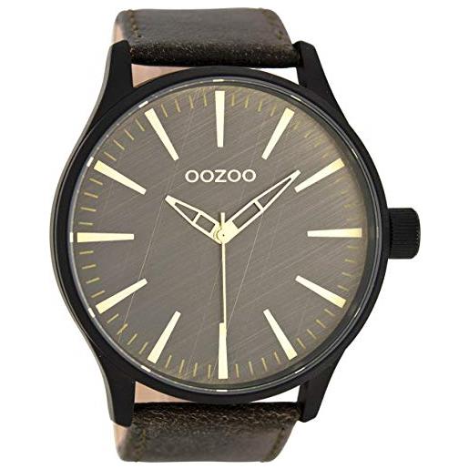 Oozoo orologio da polso xl con cinturino in pelle per articoli speciali, outlet a prezzo ridotto, variante 1, c7863 - nero/marrone/marrone, cinghia