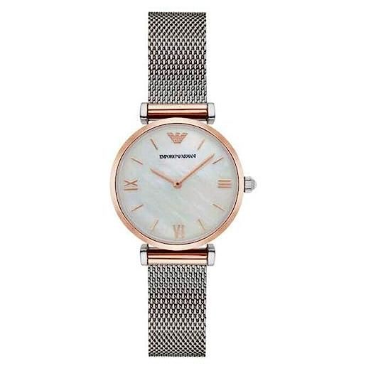 Emporio Armani orologio donna, movimento al quarzo, cassa in acciaio inossidabile argento/rosa 32 mm con bracciale in acciaio inossidabile, ar2067