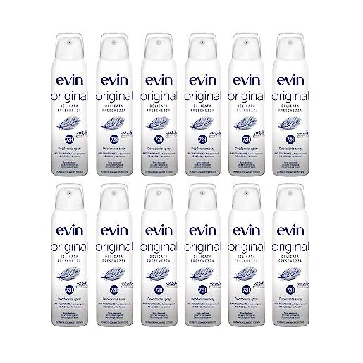 EVIN | deodorante spray, freschezza delicata, antitraspirante, durata 72h, confezione da 12 pezzi, 150 ml