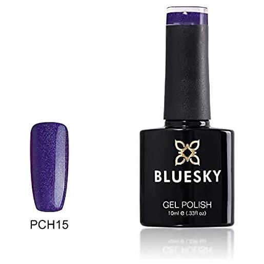 Bluesky smalto per unghie gel, dark purple sparkle, pch15, buio viola, viola, bagliore, luccichio (per lampade uv e led) - 10 ml
