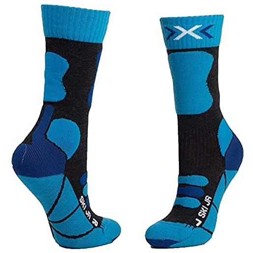 X-Socks junior 4.0, calze invernali da sci unisex bambini, anthracite melange/electric blue, xl