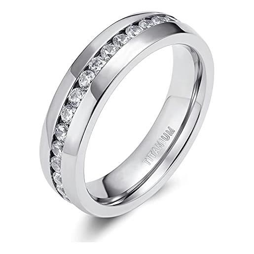 Zakk anello eternity da donna in titanio anello dell'eternità anello per matrimonio promessa 4mm 6mm (6mm, 61 (19.4))