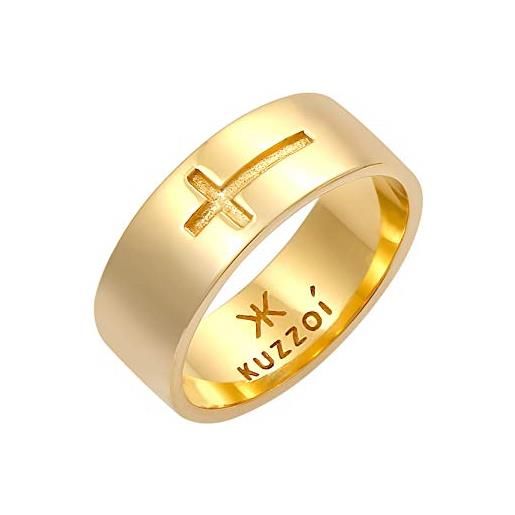 Kuzzoi - anello da uomo con croce in argento sterling 925 placcato oro (8 mm) e placcato oro, 66, colore: gold, cod. 0610410620_66