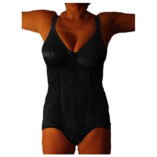 BODYPERFECT body contenitivo snellente con corsetto stringente guaina contenitiva coppa d made in italy (nero, xl)