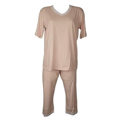 RAGNO pigiama donna manica corta pantalone pinocchietto puro cotone art. Dc21ne - 46, rosa