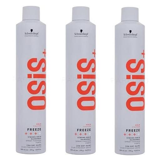 Schwarzkopf, 3 flaconi di lacca spray per capelli osis+ freeze da 500 ml, per una forte tenuta